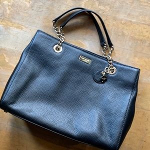 Kate Spade black cow leather gold chain handbag